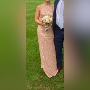 Adrianna Papell size 10 rose gold art deco dresss